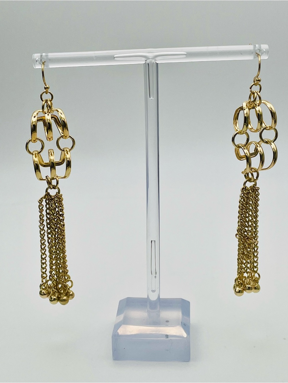 Gold Tassel Chain Link Drop Earrings